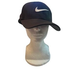 Vintage Nike Panel Running Black Hat Sz ML Fitted Classic99 DriFit